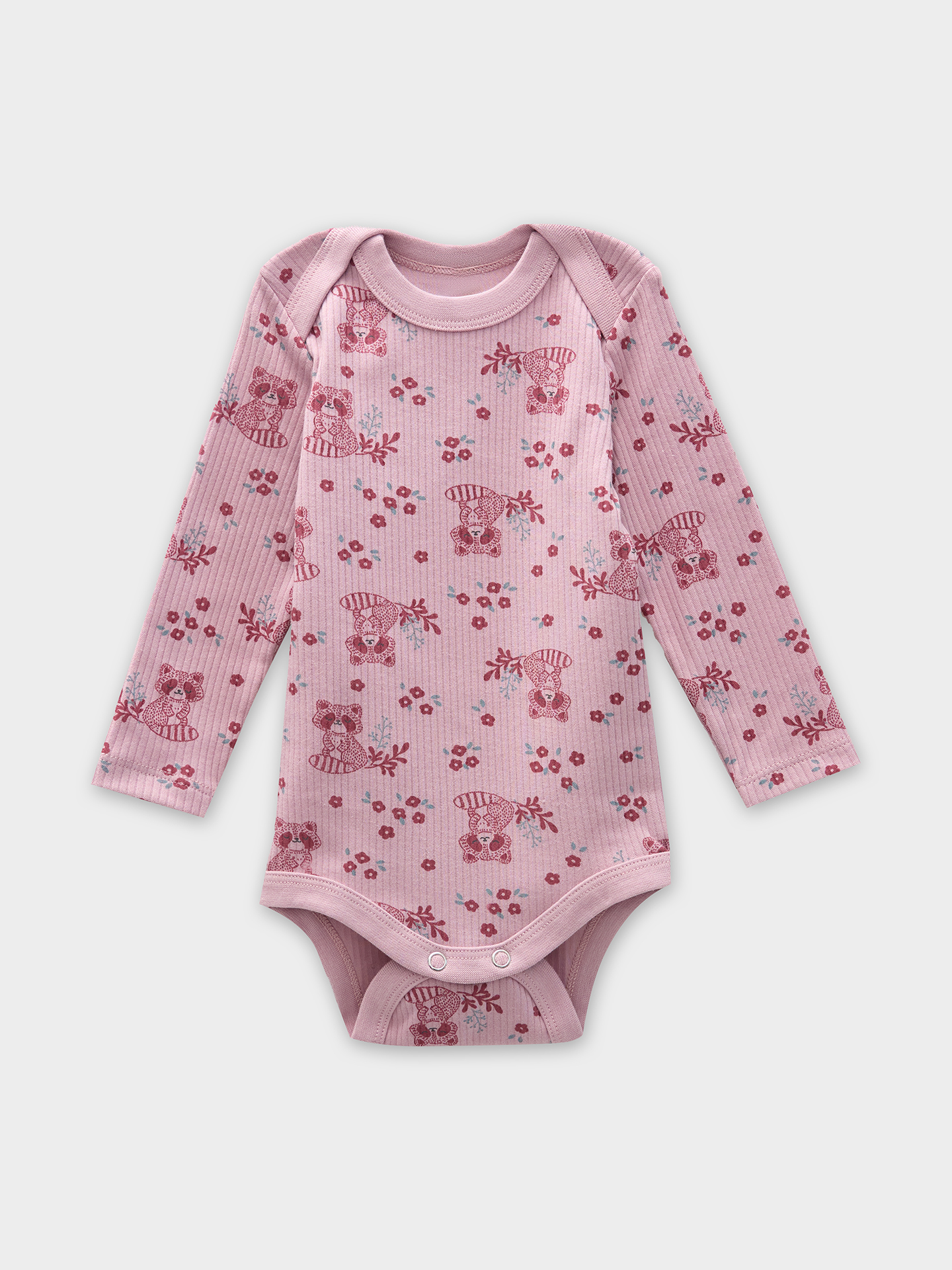 Боди 3 шт Mark Formelle (Марк Формэль) 13018-3/зайчики на зв.белом +цветочные еноты на п.роз +дымч.роза - фото 3