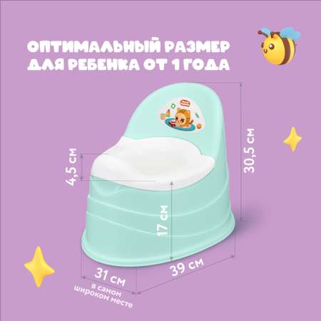 Горшок детский с декором Малышарики 39х31х30,5 см зеленый