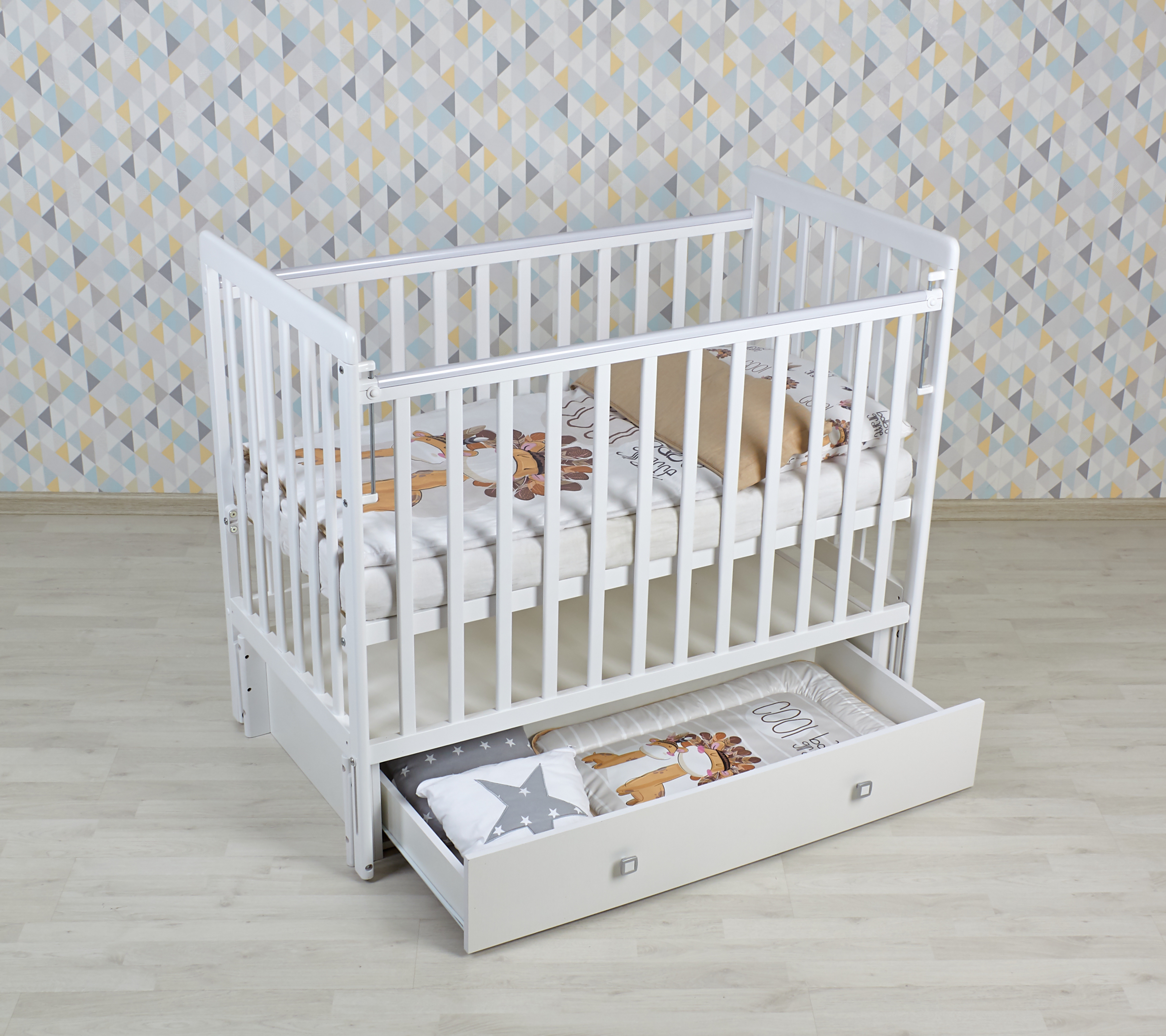 Детская кроватка Polini kids прямоугольная, универсальный маятник (белый) - фото 19