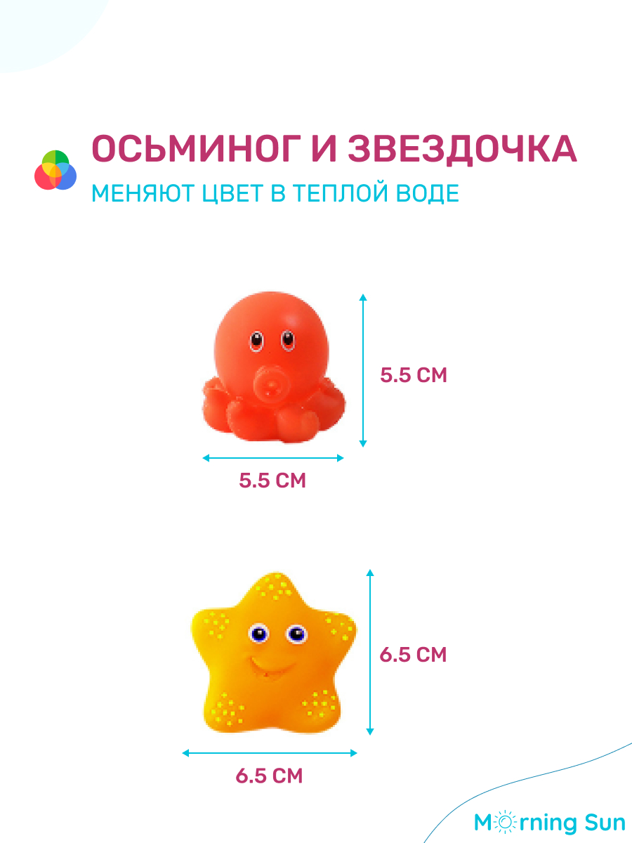 Игрушки для ванной Morning Sun Развивающие для купания малышей 7 шт - фото 8