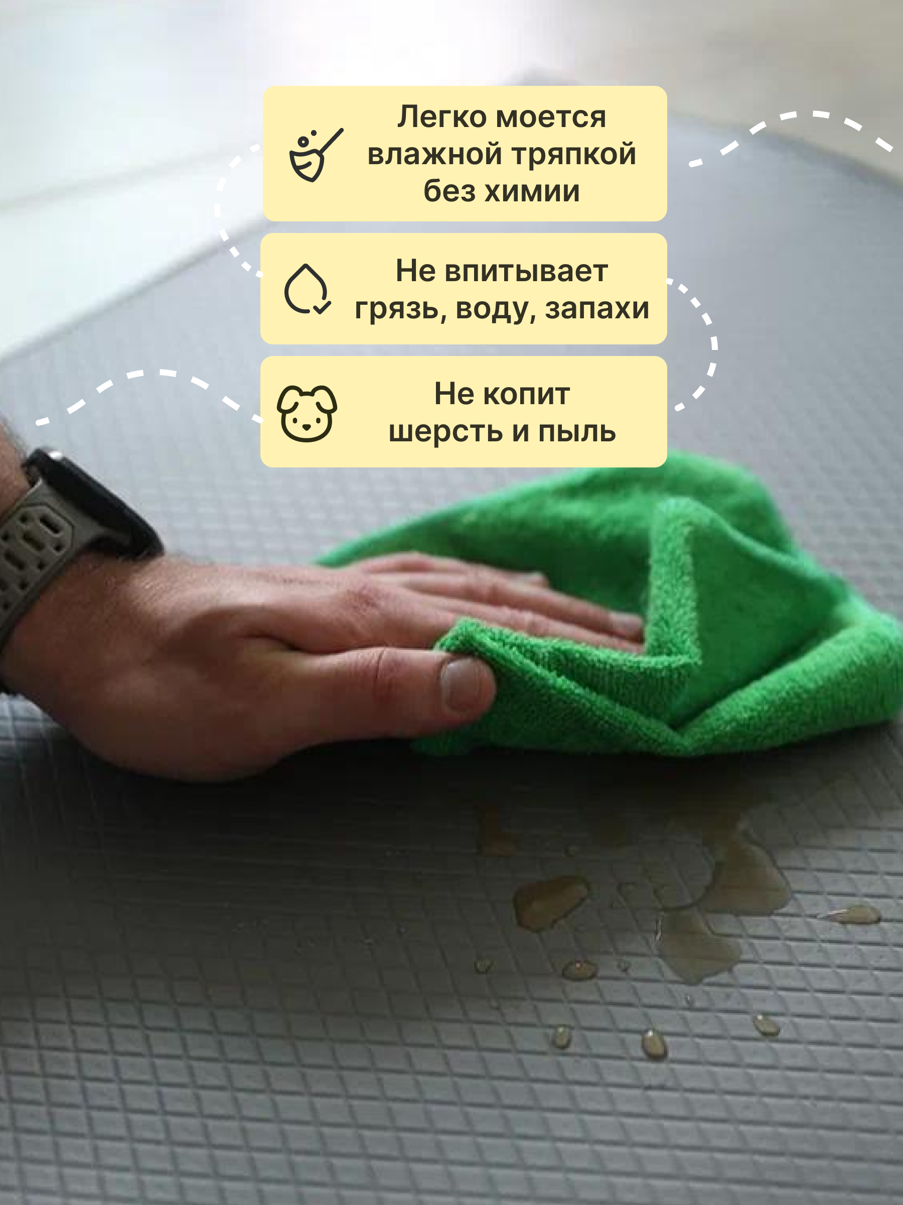 Моющийся ковер для собак в гостиную Dfang Кремовый шик 180х140х0.7см - фото 4