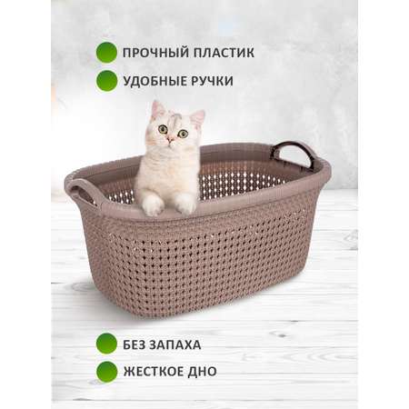 Корзина для белья elfplast Paola серо-коричневая овальная 30 л 56х24х38 см