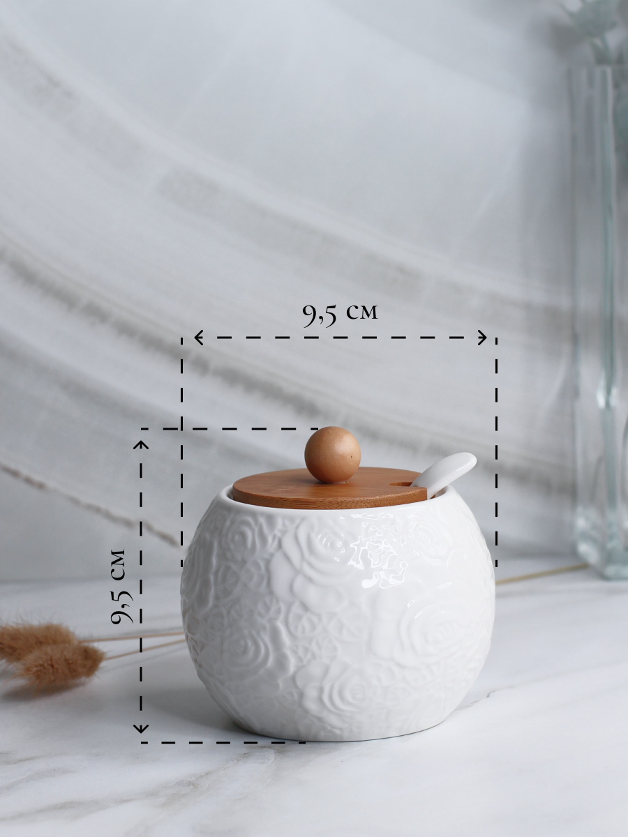 Сахарница Balsford Фарфоровая белая с ложечкой 250 мл - фото 3