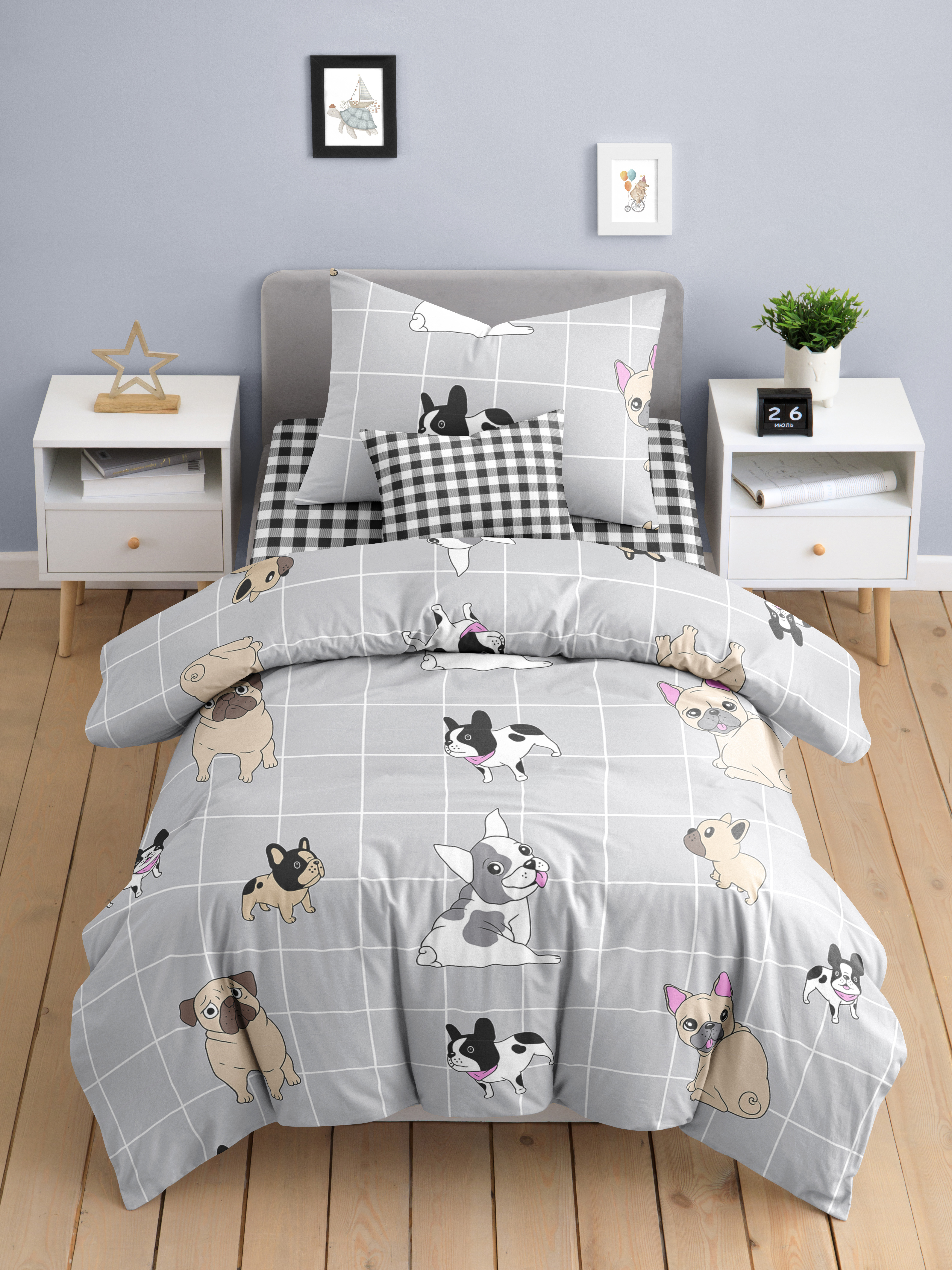 Комплект постельного белья Ночь Нежна Догс полутораспальный 3 предм. - фото 1