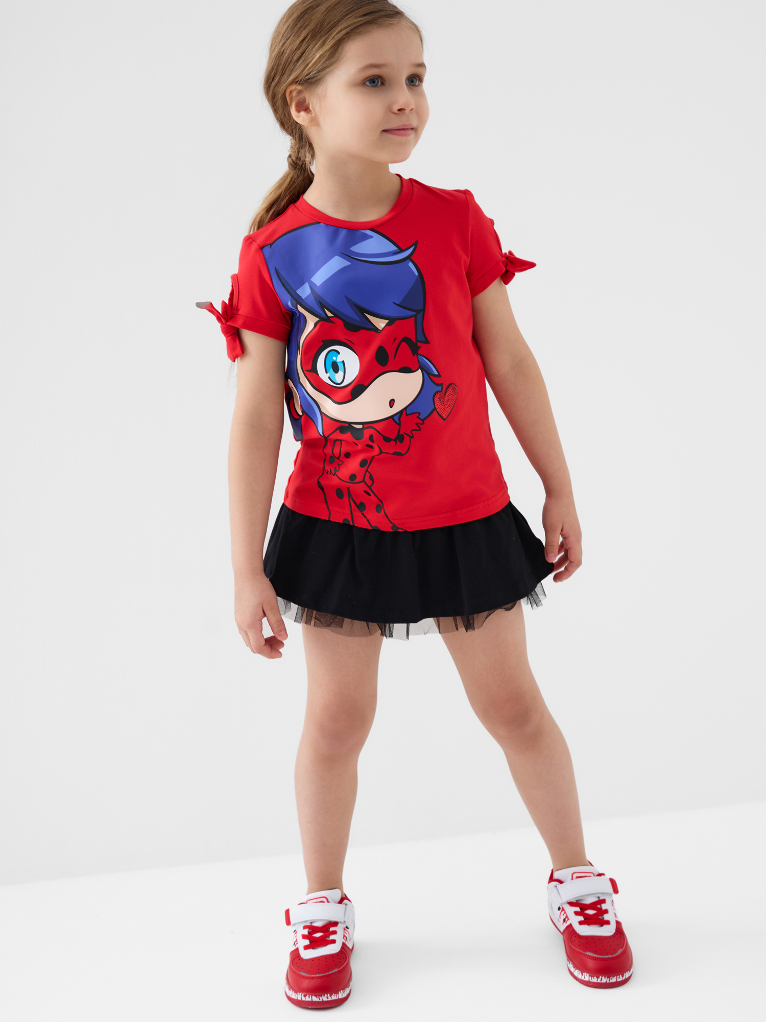 Изображение товара Футболка PlayToday Леди Баг Прямой крой с бантиками Изображение товара Футболка PlayToday Леди Баг Прямой крой с бантиками