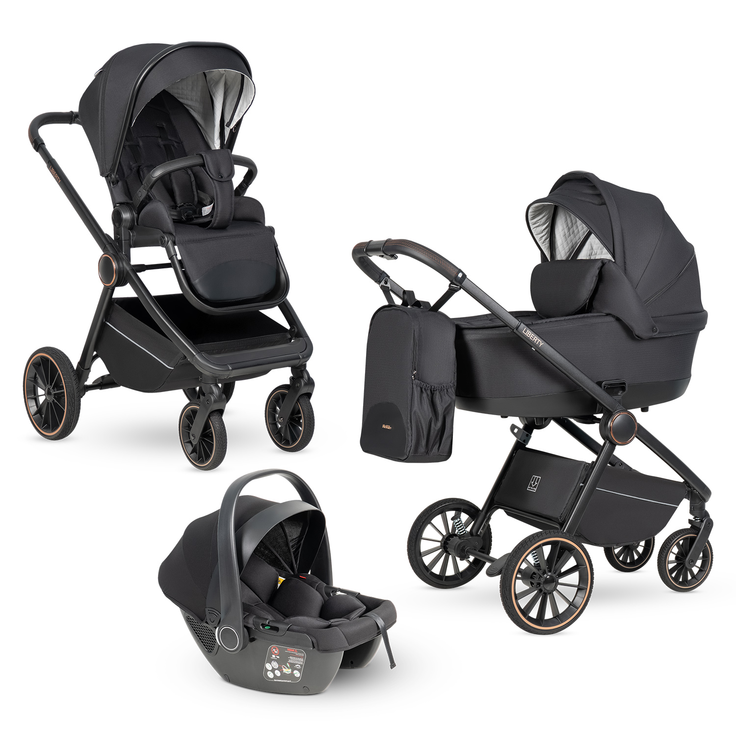 Коляска 3в1 Farfello Liberty черный - фото 7