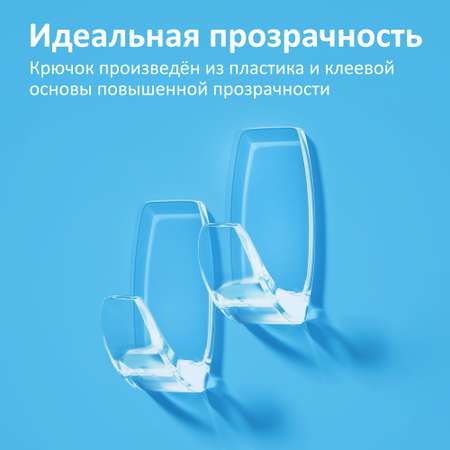 Крючки самоклеющиеся КОНТАКТ настенные прозрачные 2 шт.