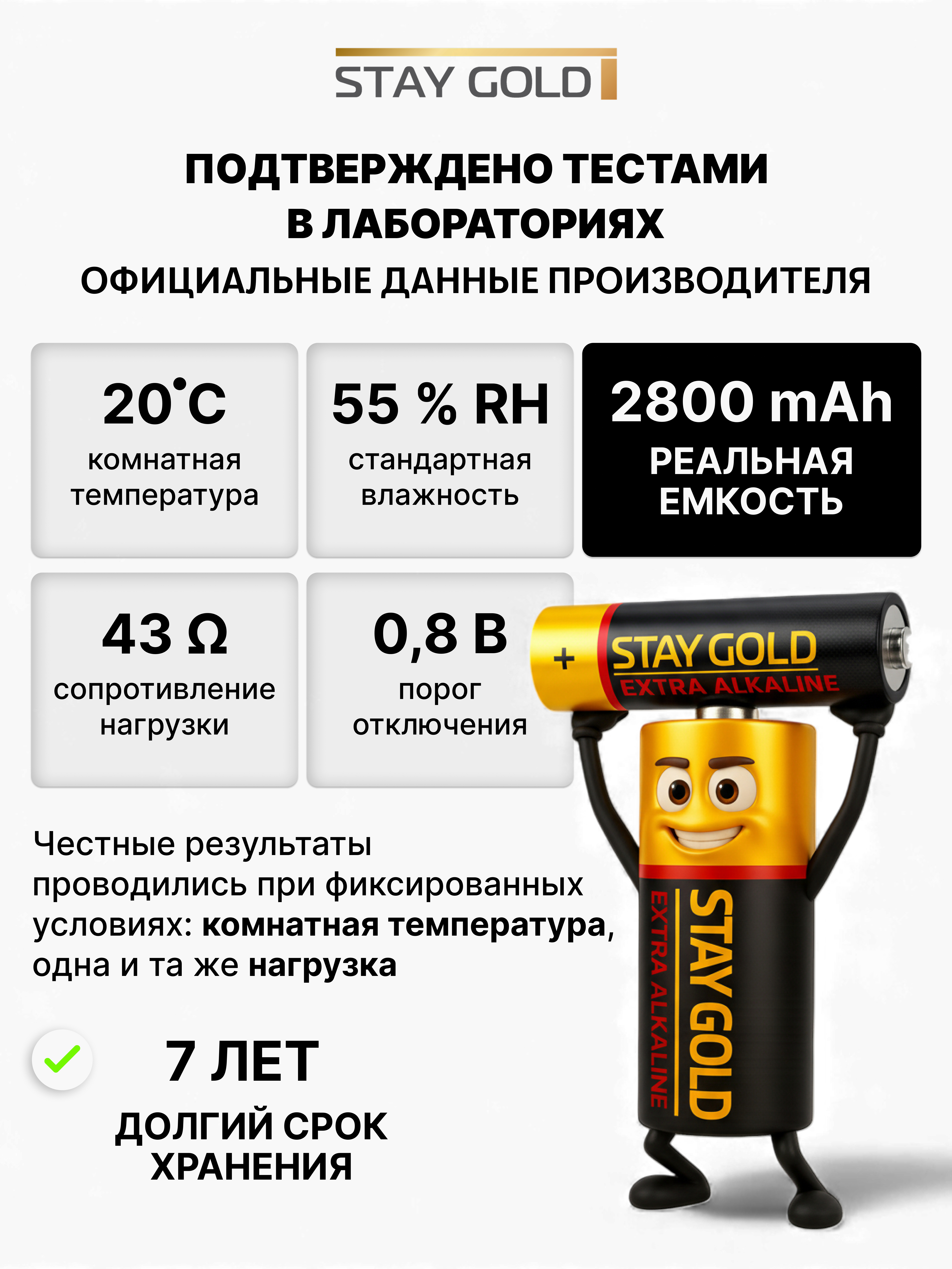 Батарейки АА пальчиковые алкалиновые Stay Gold набор 40 штук - фото 3