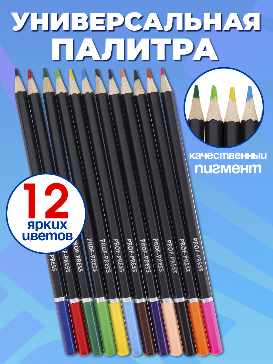 Карандаши цветные Prof-Press 12 шт. - фото 4