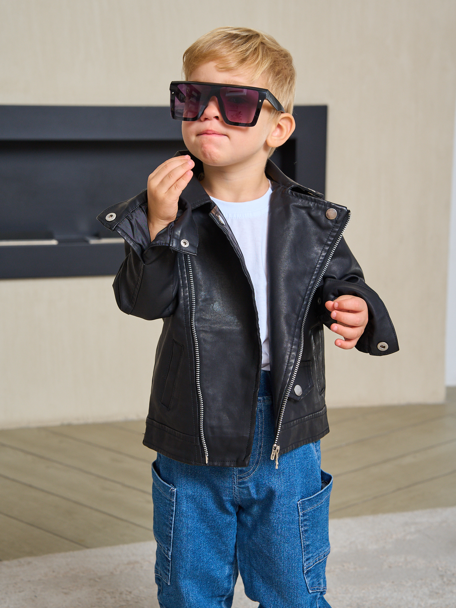 Куртка кожаная Artcher kids Jacket0005blackNEW - фото 3