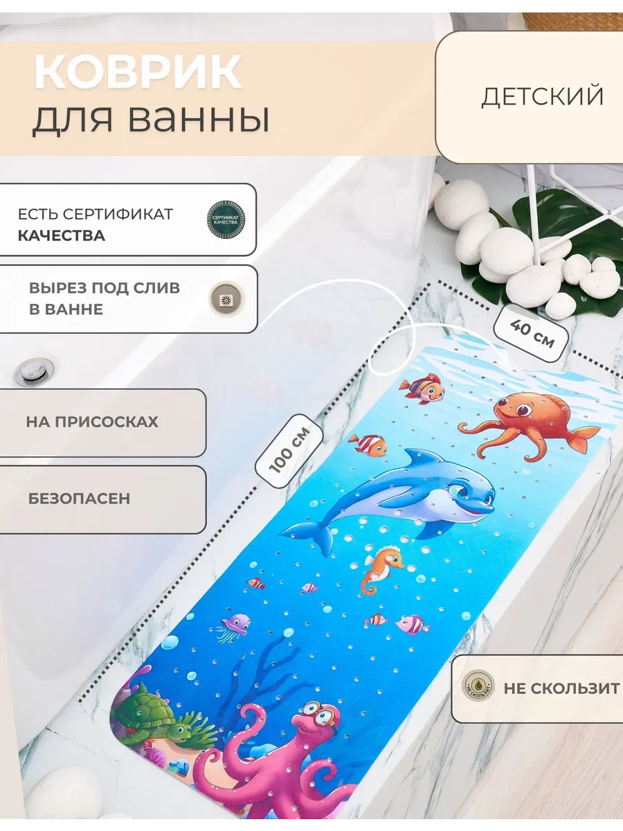 Коврик для купания Mikisskids бирюзовый - фото 1