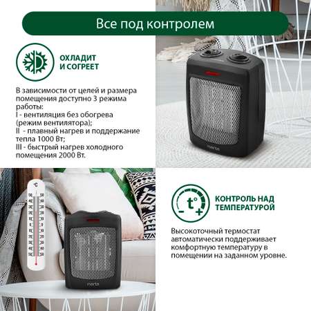 Обогреватель тепловая пушка MARTA MT-2522 тепловентилятор керамический/серебряный жемчуг