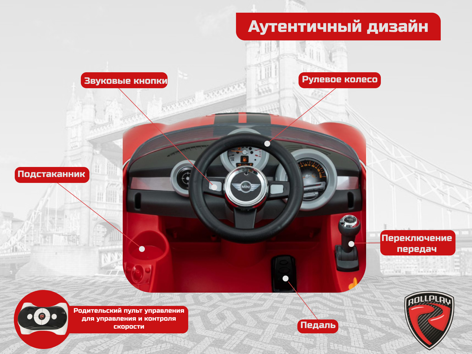 Автомобиль Rollplay Mini Cooper s roadstar С пультом ДУ - фото 5