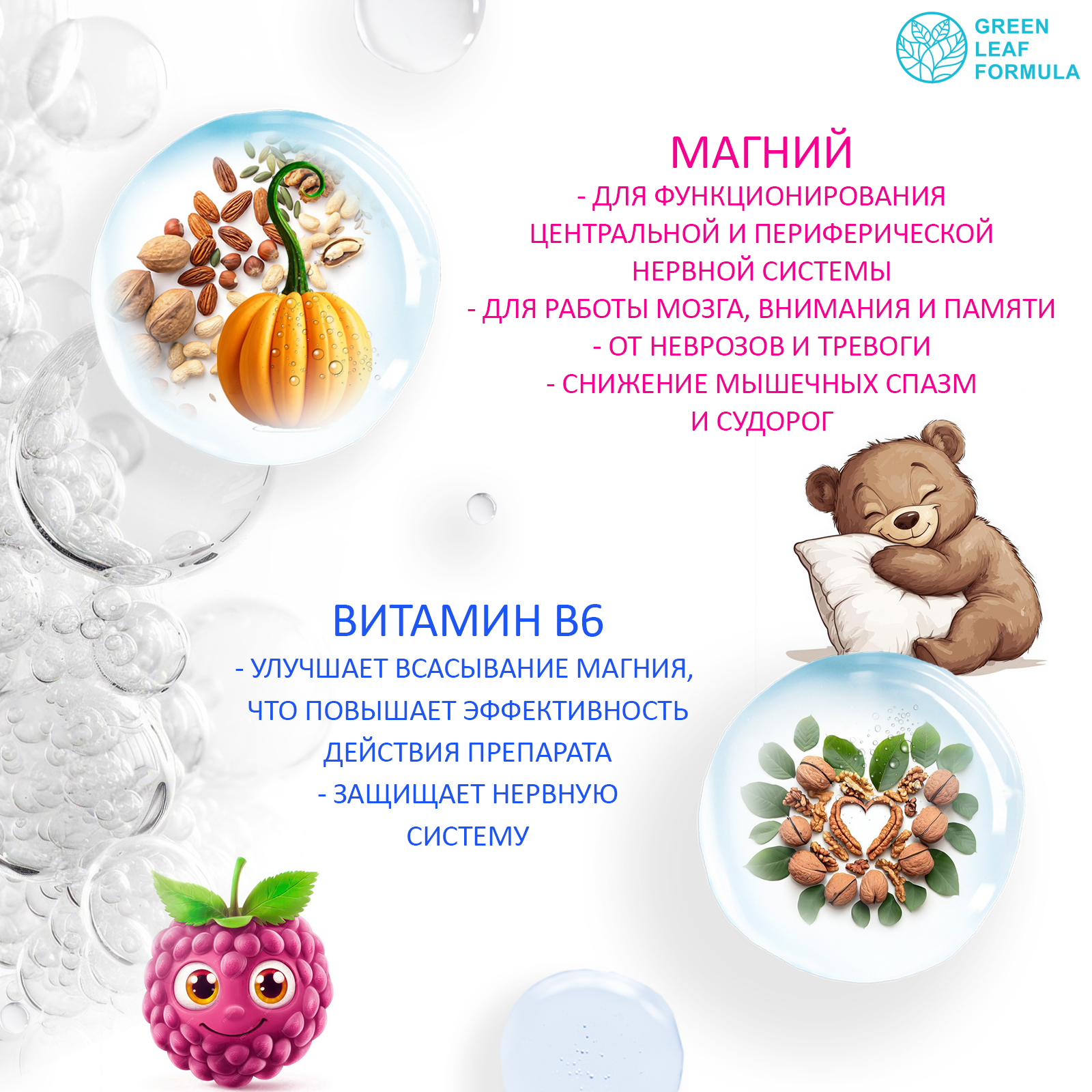 Магний В6 детский со вкусом малина Green Leaf Formula витамины для детей для нервной системы - фото 5