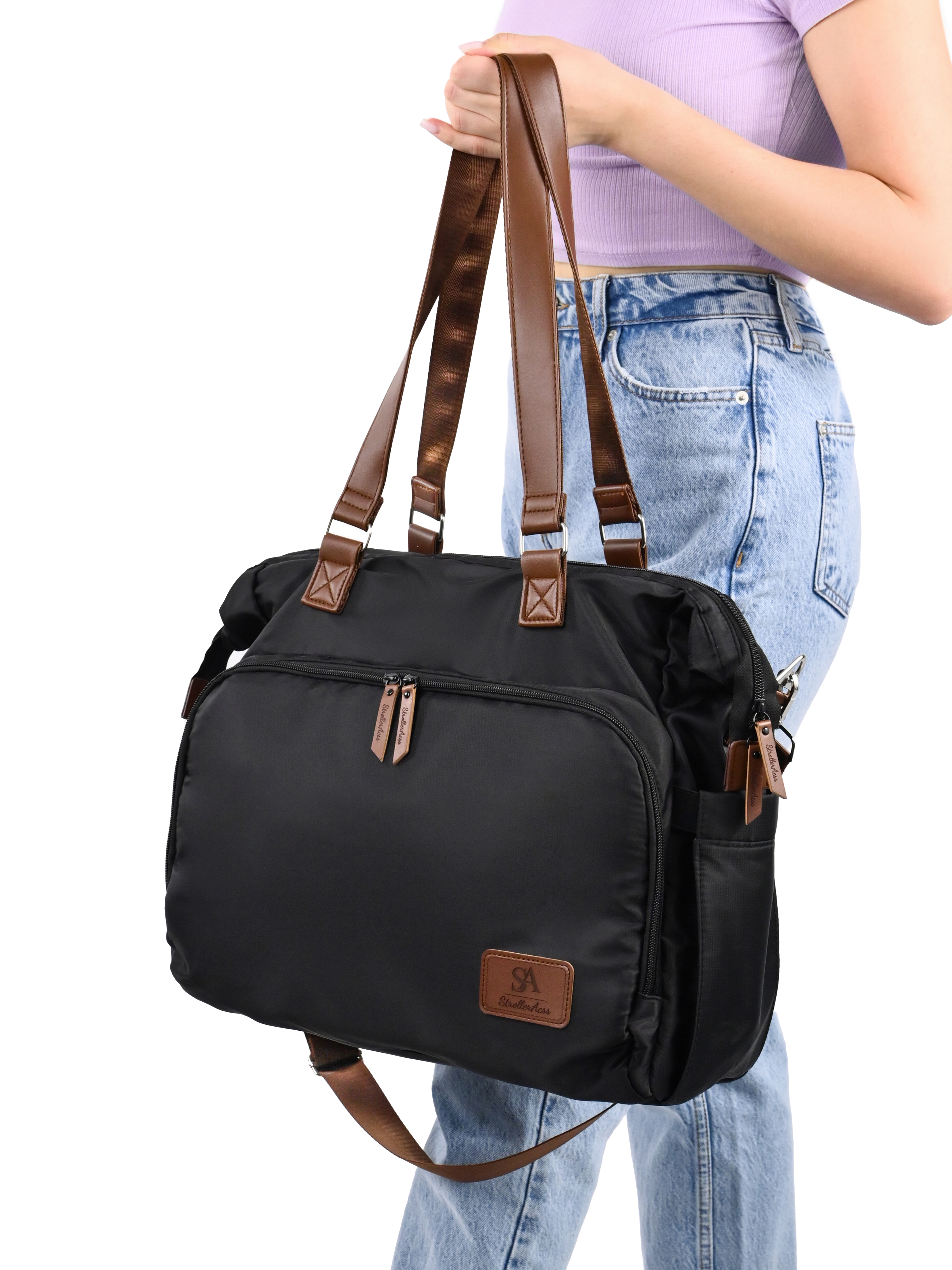 Сумка на ручку коляски StrollerAcss Сумка для мамы и малыша SA1/Черный - фото 26