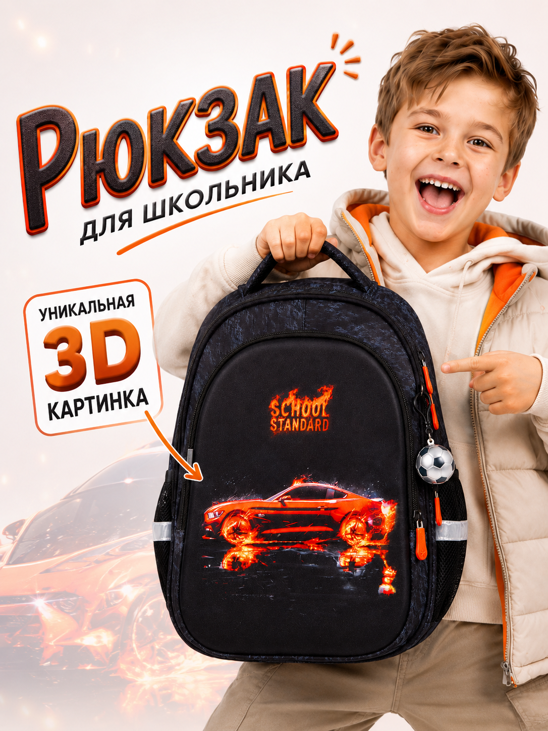 Изображение товара Рюкзак школьный School Standard с анатомической спинкой и брелоком, 17,5 л Изображение товара Рюкзак школьный School Standard с анатомической спинкой и брелоком, 17,5 л
