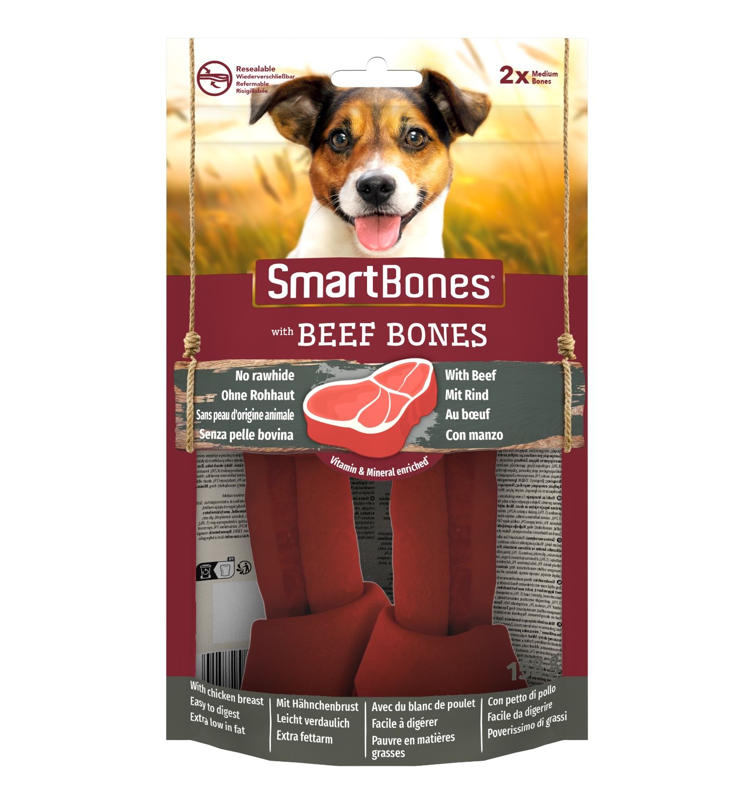 Лакомство для собак косточки Smart Bones c говядиной средние 2шт - фото 1