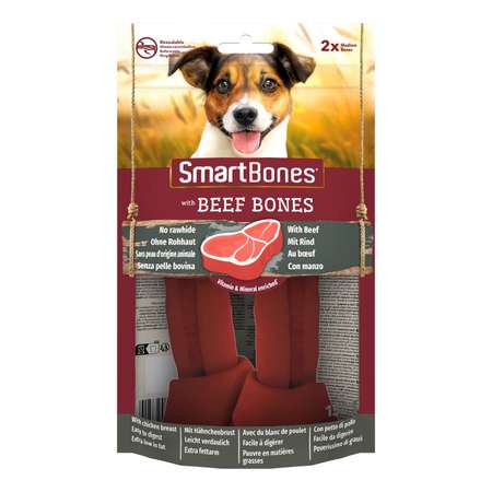 Лакомство для собак косточки Smart Bones c говядиной средние 2шт