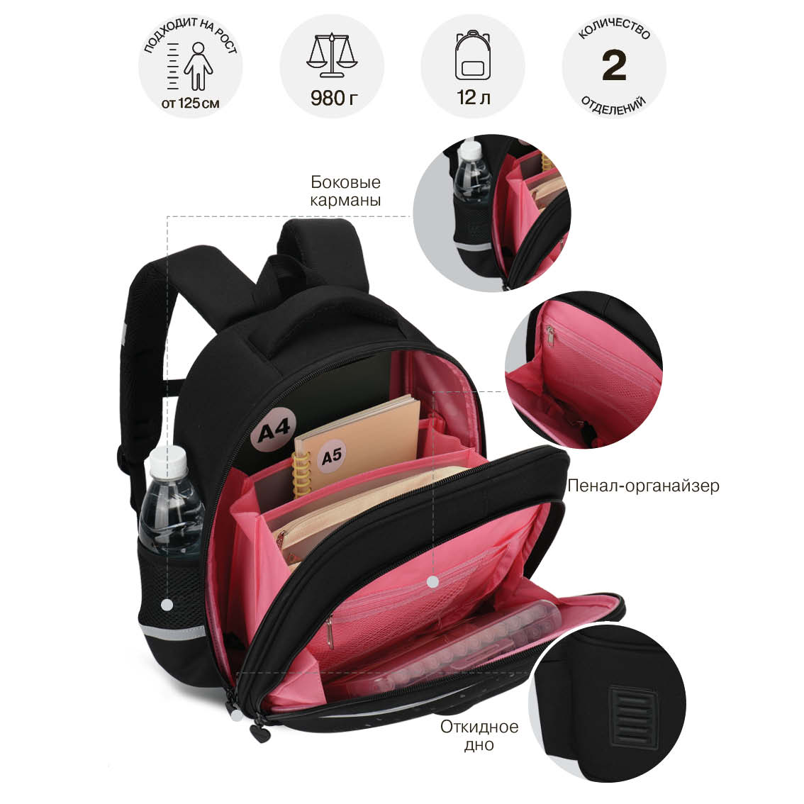 Ранец Grizzly Звездочки - фото 8