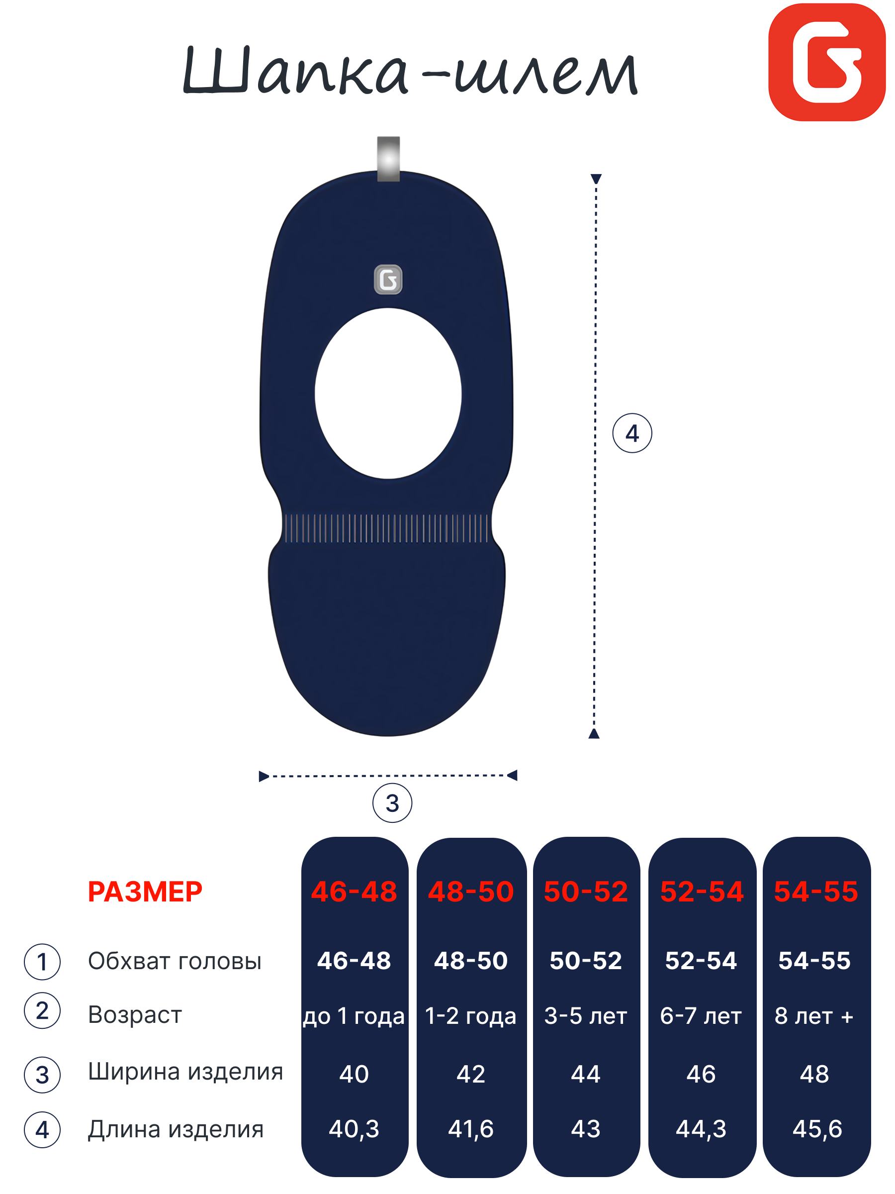 Шапка-шлем GUSTI GW24AC1176B-NAVY - фото 5
