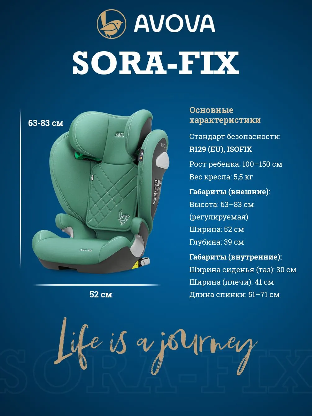 Автокресло Avova Sora-Fix Isofix 2/3 (15-36 кг) зеленый - фото 4