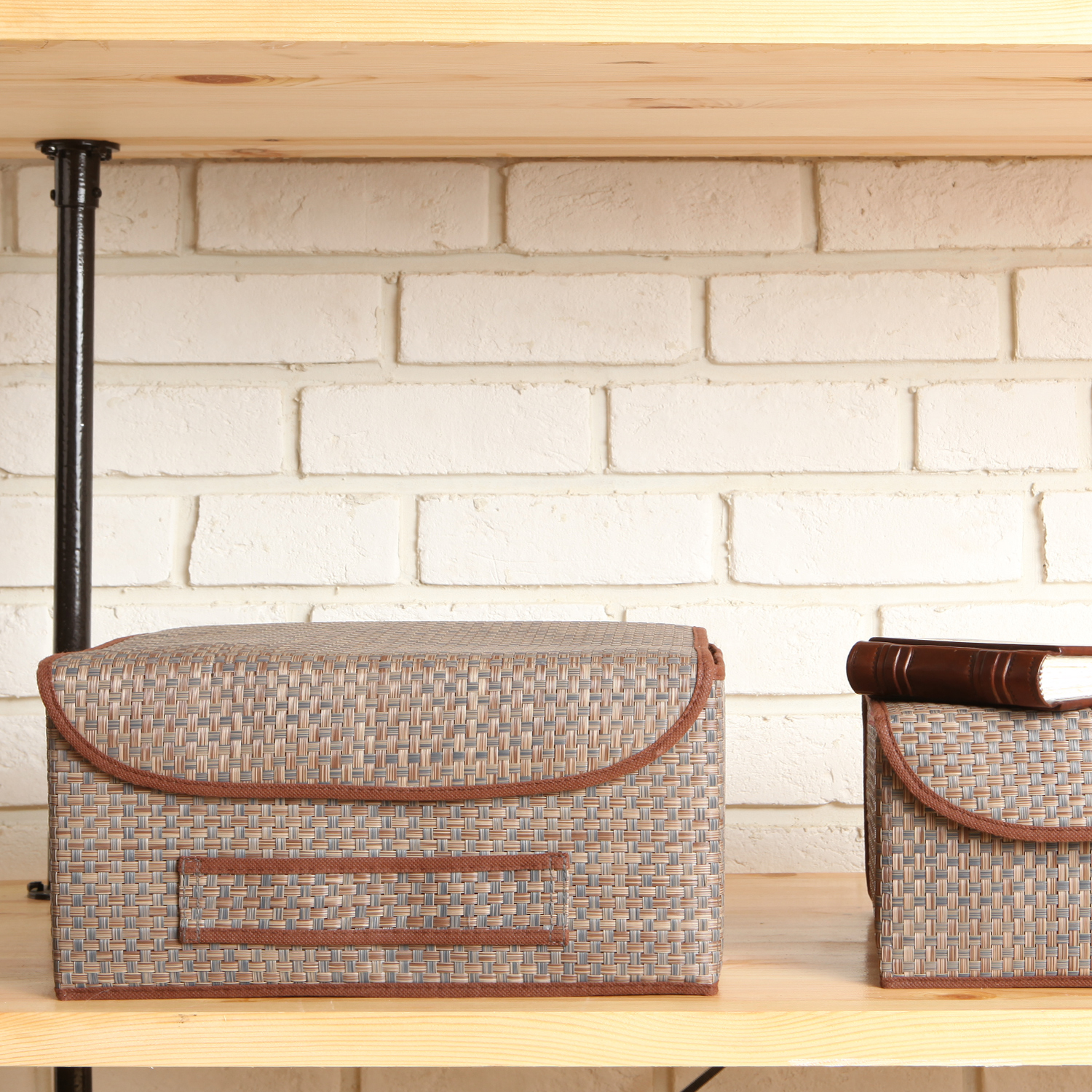 Коробка для хранения CASY HOME с крышкой 35х28х18см бежевый ВО-022 - фото 2