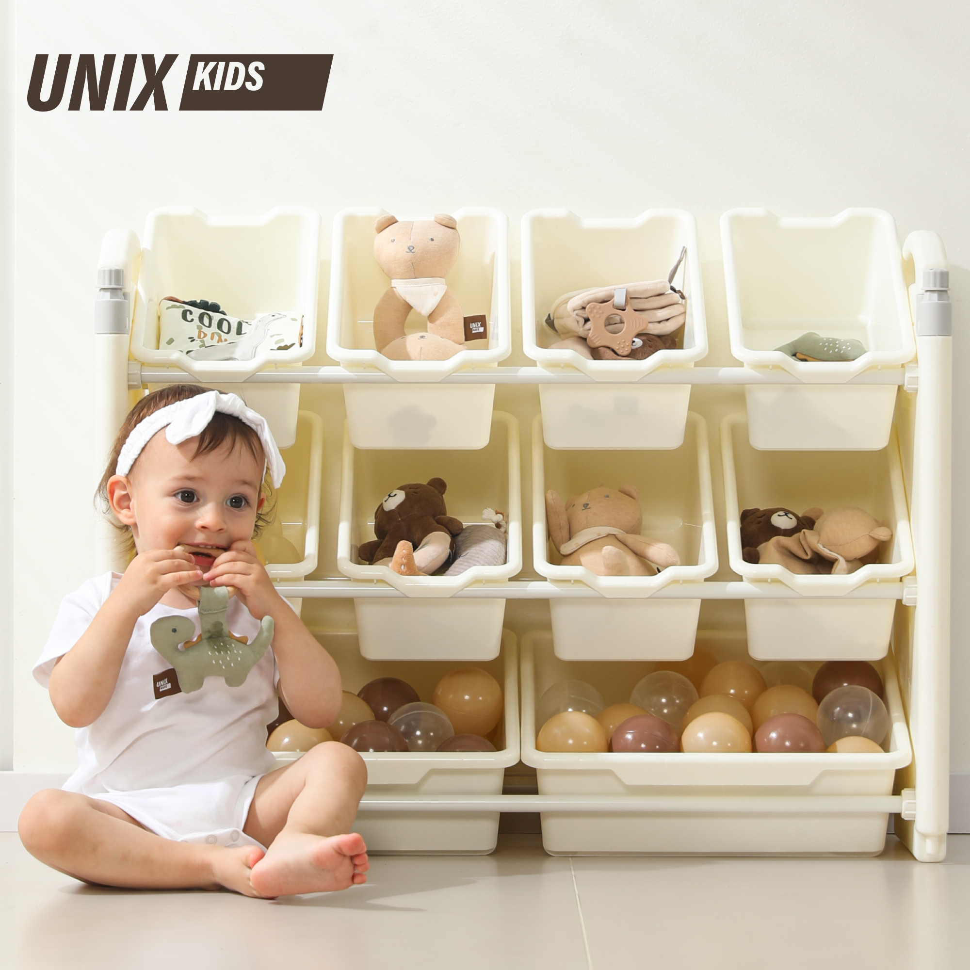 Стеллаж для игрушек UNIX Kids Ocean в детскую пластиковый 10 ящиков - фото 1