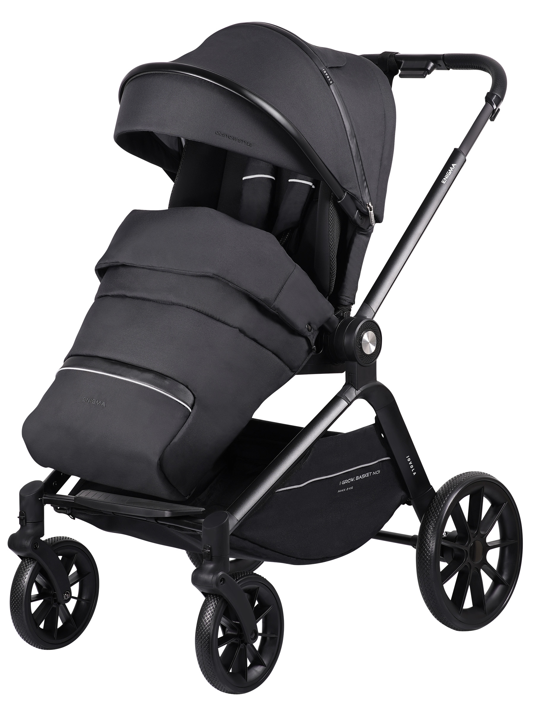 Коляска прогулочная JOVOLA Enigma всесезонная черный - фото 12