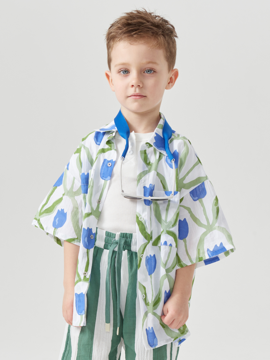 Рубашка Happy Baby 88116_blue-flower - фото 1