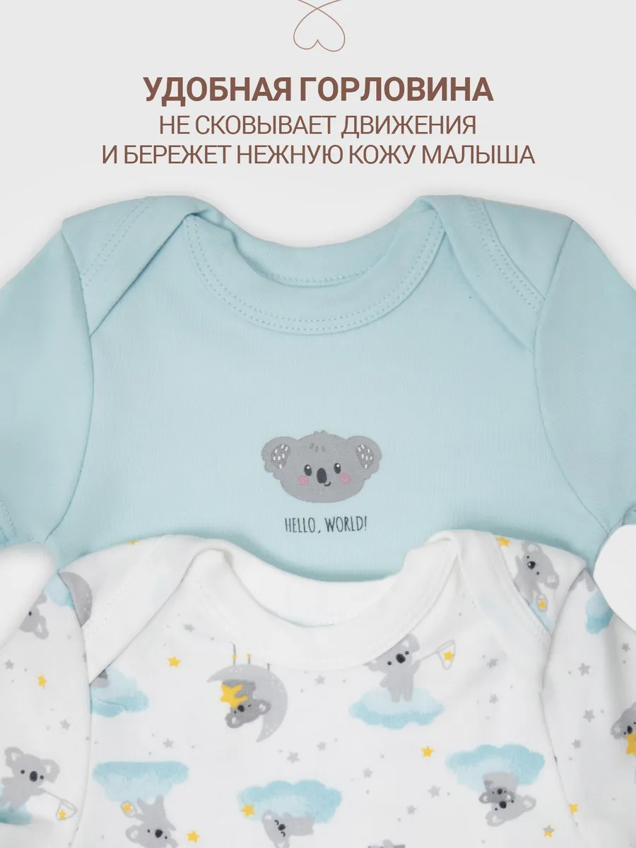 Боди 2 шт Mark Formelle (Марк Формэль) 13015-1-2/звездные коалы на белом +голубой - фото 4