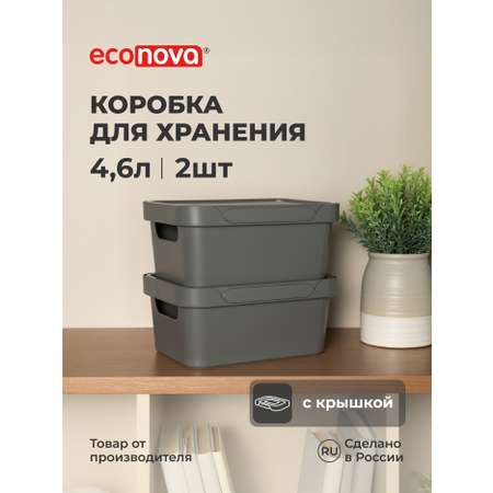 Набор ящиков с крышкой Econova Универсальные, 27х19х12 см, 4,6л