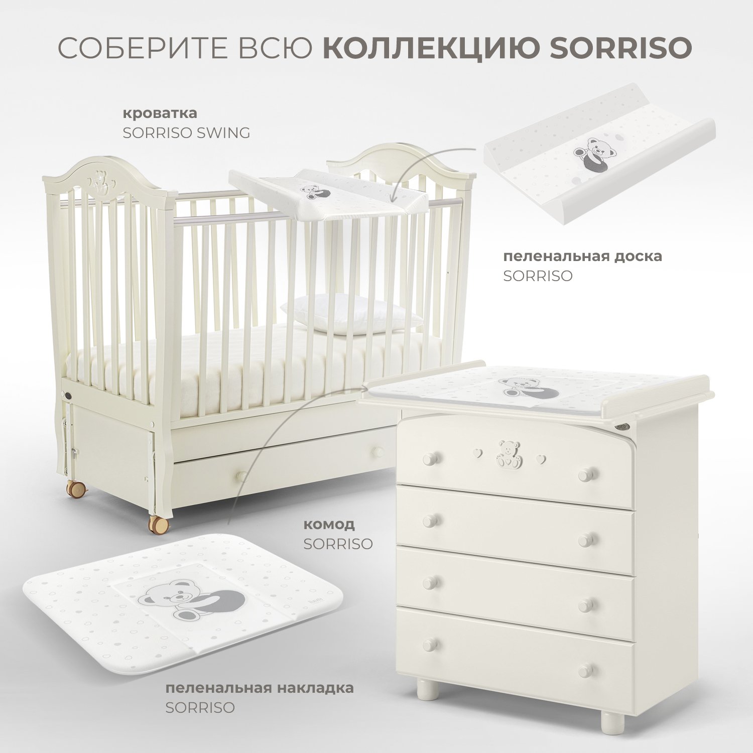 Комод пеленальный Nuovita Sorriso (ваниль) - фото 8