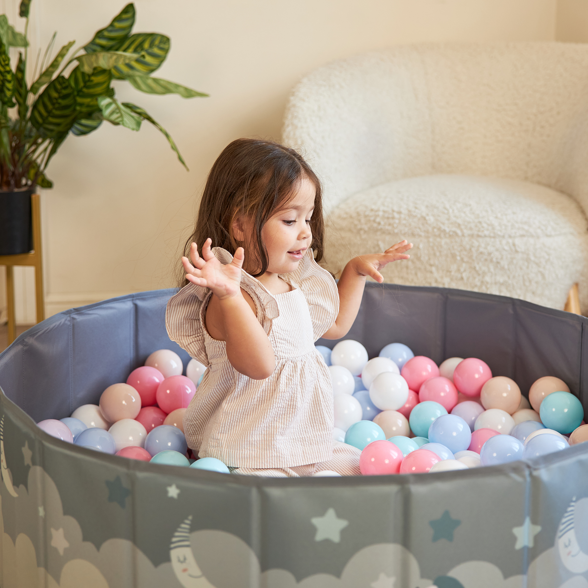 Сухой бассейн для шариков UNIX Kids Moon 100 grey без шариков - фото 8