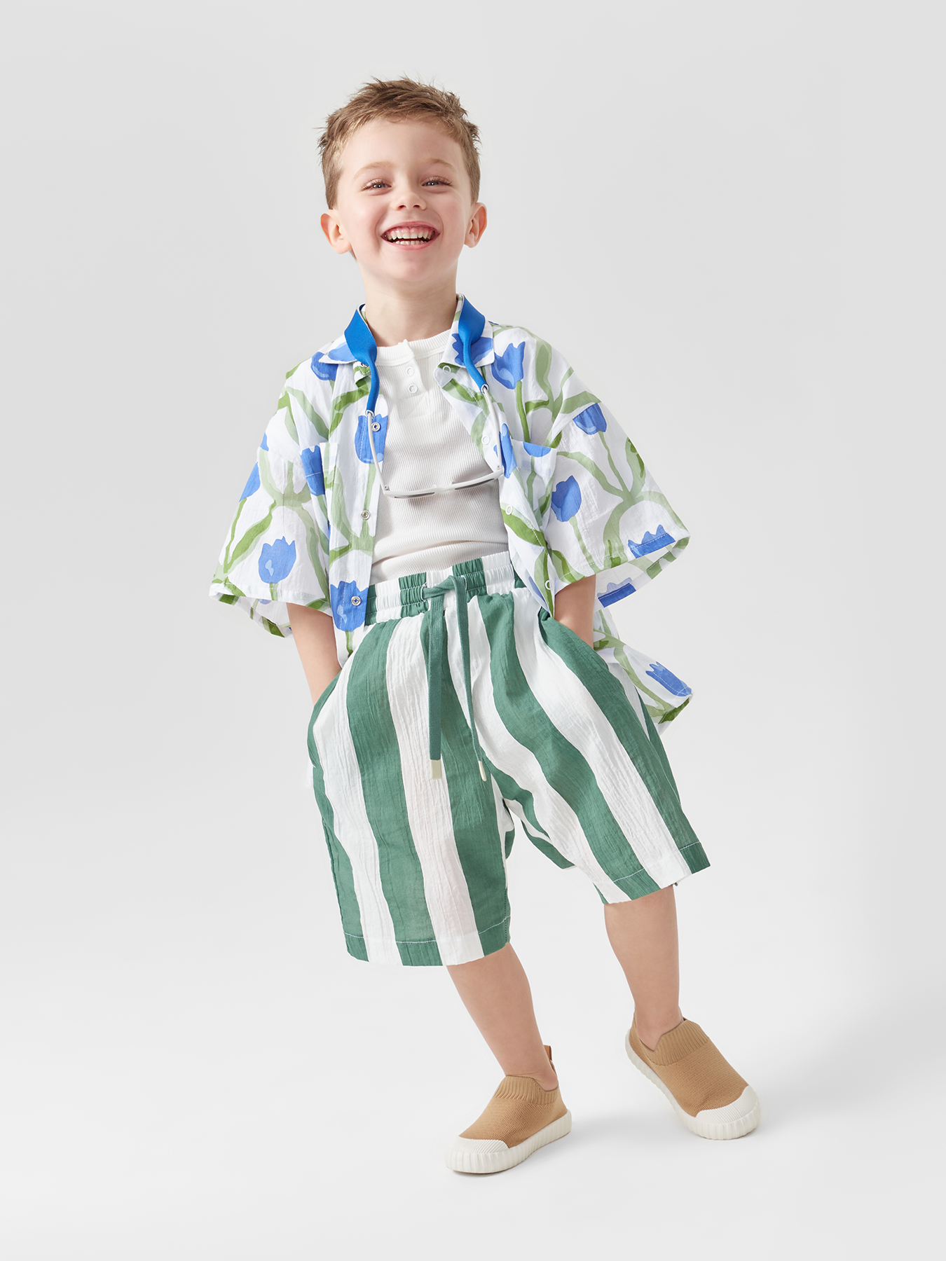 Рубашка Happy Baby 88116_blue-flower - фото 2