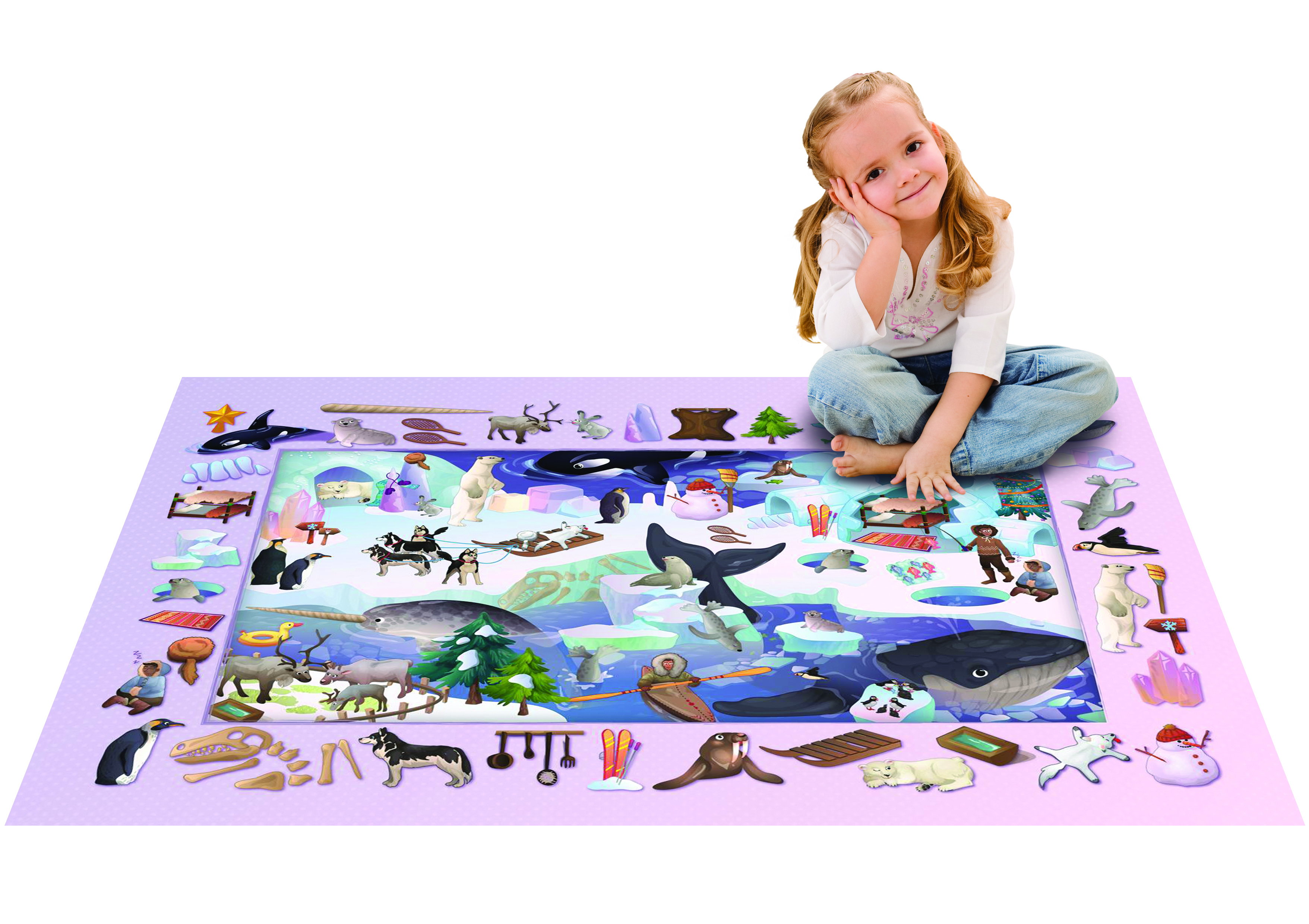 Детский складной коврик Achoka Животные Арктики 150 x 100 см 1 шт. - фото 2