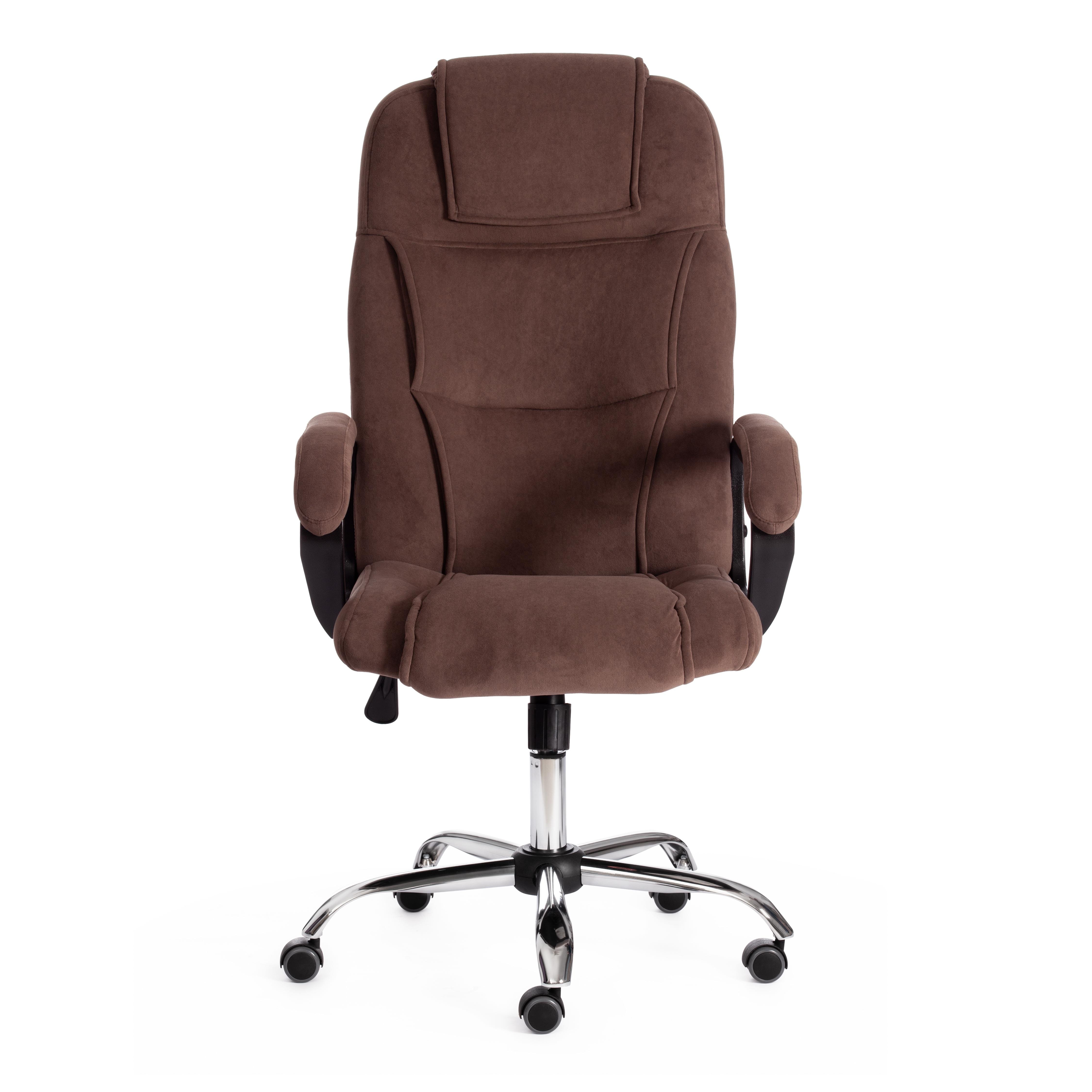 Компьютерное кресло TETCHAIR Бергамо хром флок коричневый - фото 6