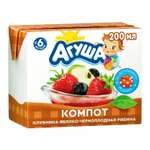 Компот Агуша яблоко-клубника-рябина черноплодная 0.2л с 6месяцев