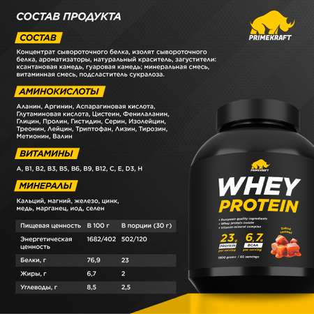 Протеин WHEY Prime Kraft Соленая карамель 1800г банка