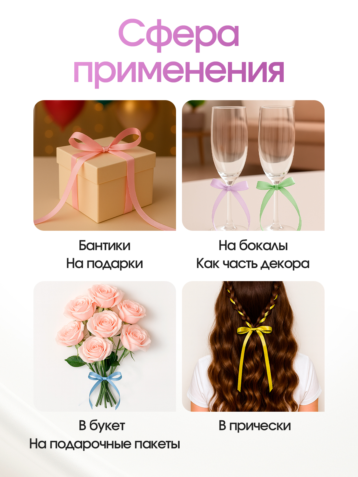 Ленты атласные AXLER тонкие упаковочные набор 5 шт - фото 10