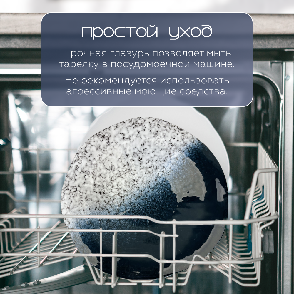 Тарелка керамическая для сервировки ZDK Homium Ocean D25см цвет бело-синий - фото 4
