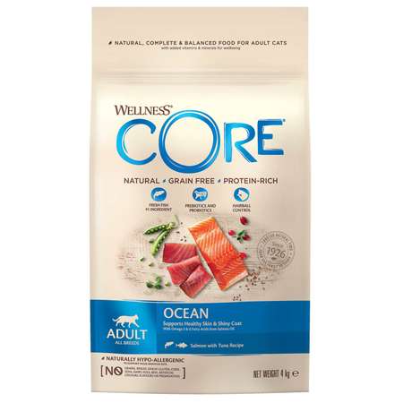 Корм для кошек Wellness CORE взрослых лосось тунец 4кг