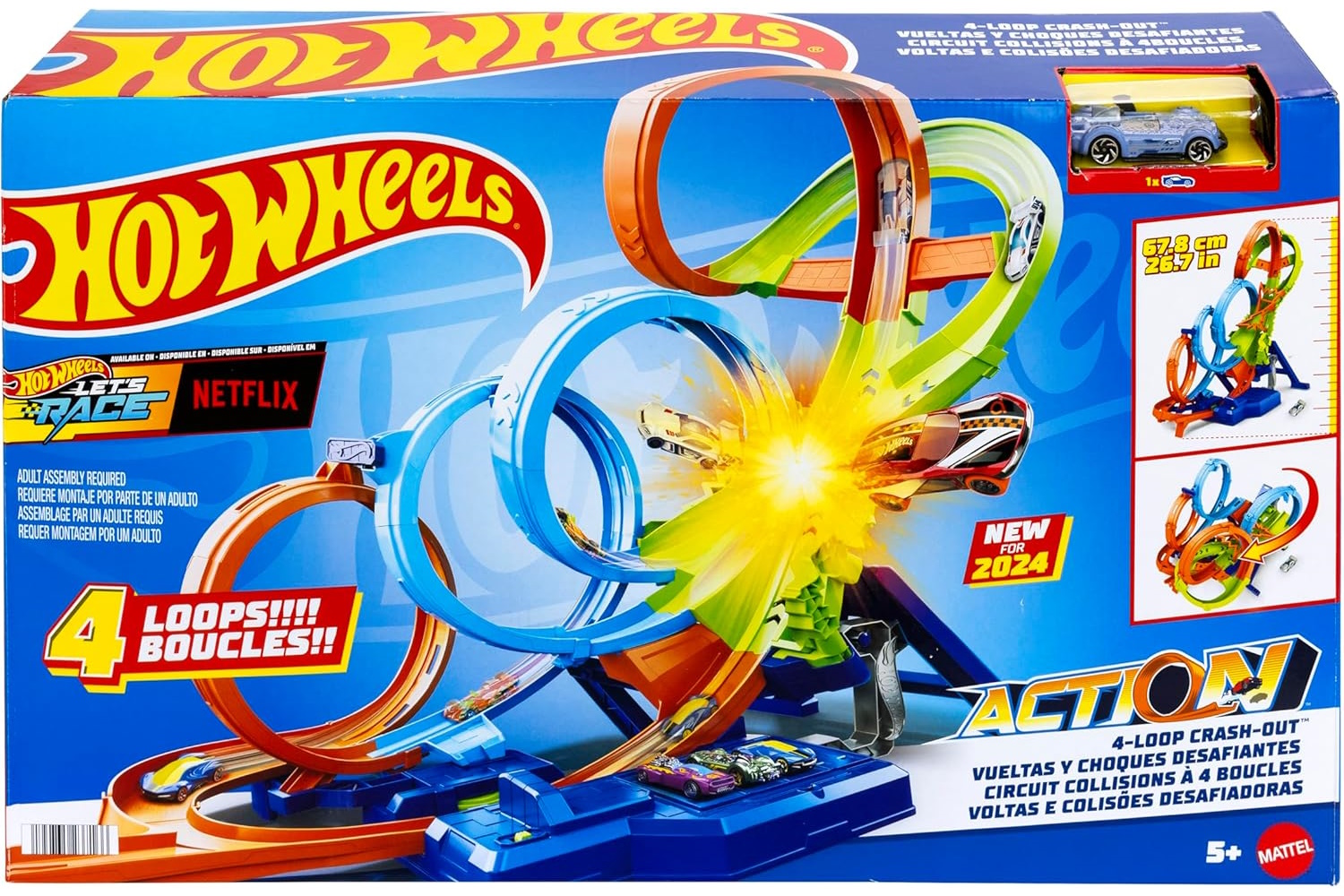 Трек Hot Wheels 4-х кольцевая трасса HXR70 - фото 7