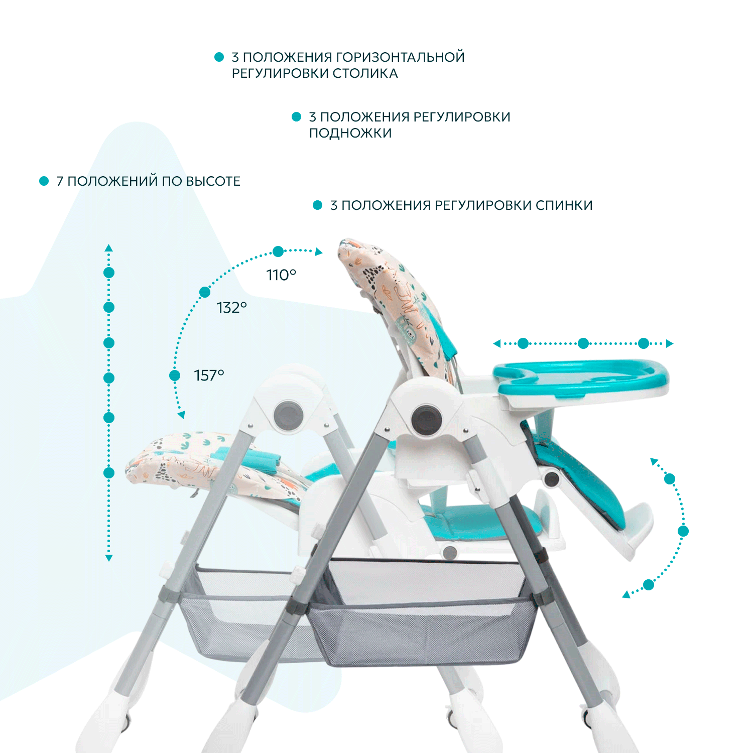 Стульчик для кормления BabyGo Pretty Friends New голубой - фото 3