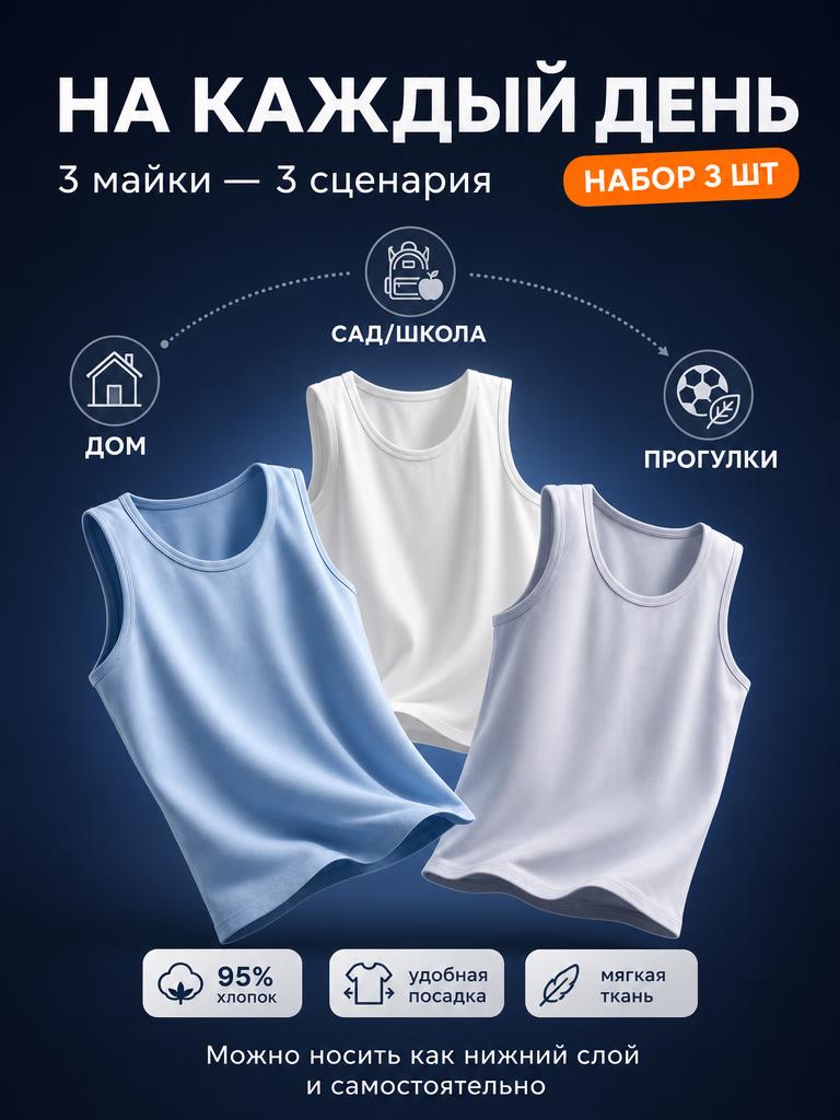 Майка 3 шт Bambooland boysvest_3colours - фото 6
