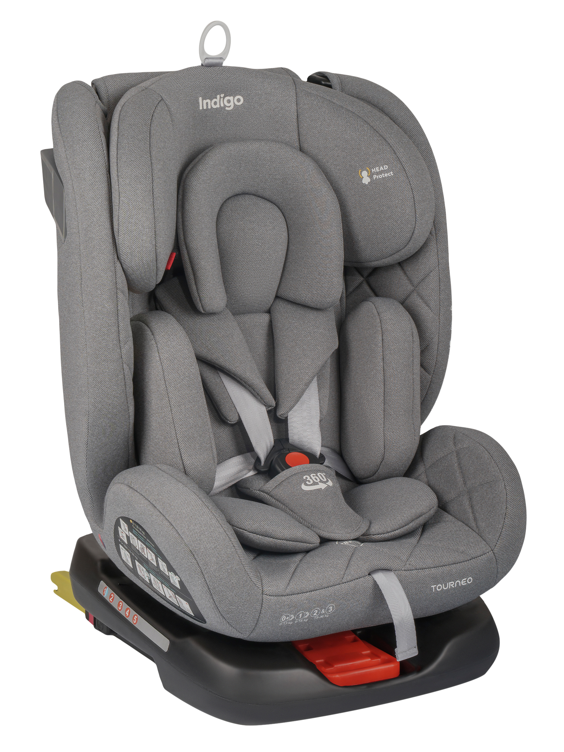 Автокресло Indigo Tourneo S Isofix 0+/1/2/3 (0-36 кг) серый - фото 1