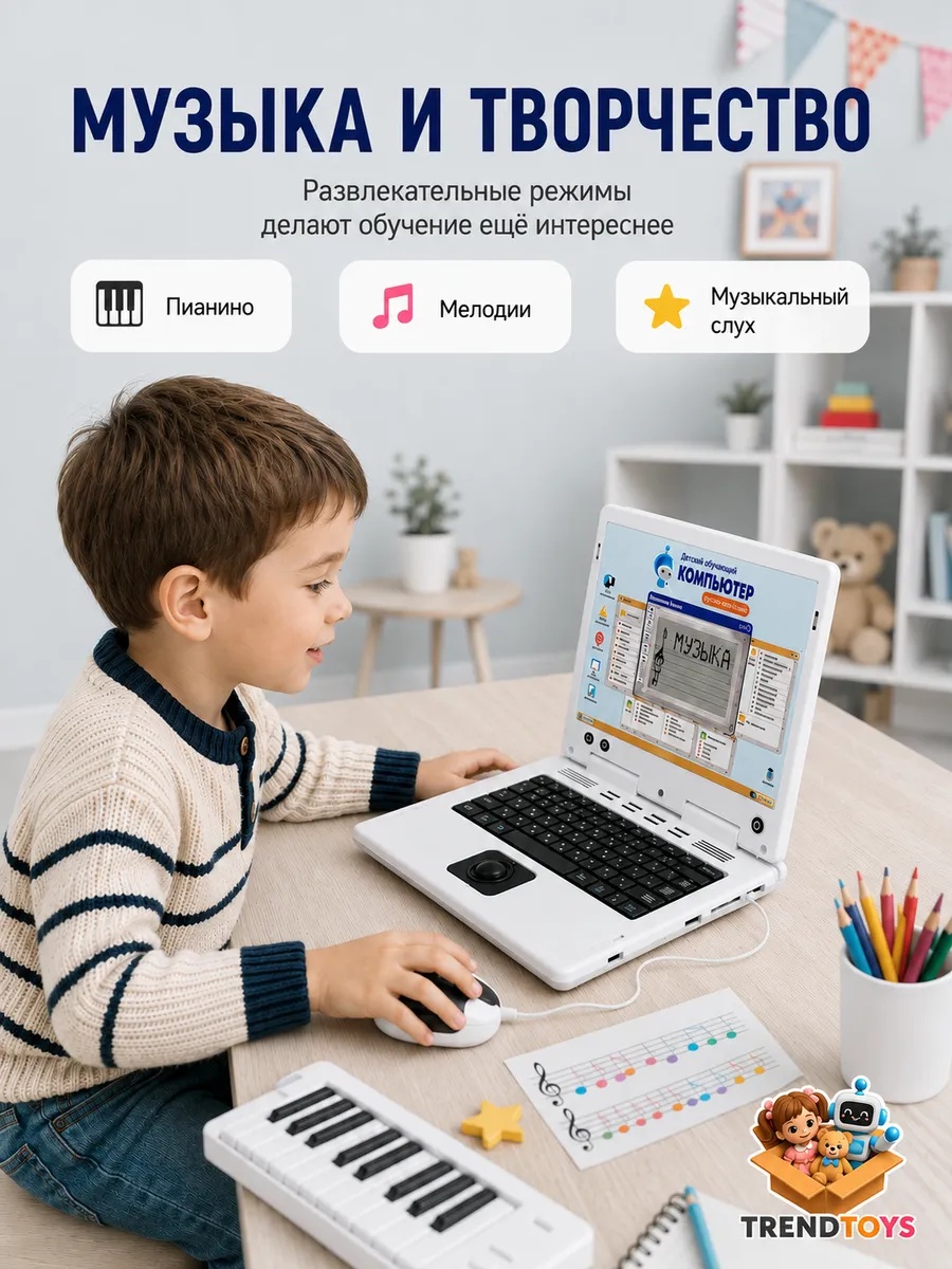 Детский ноутбук TrendToys обучающий развивающий компьютер - фото 7