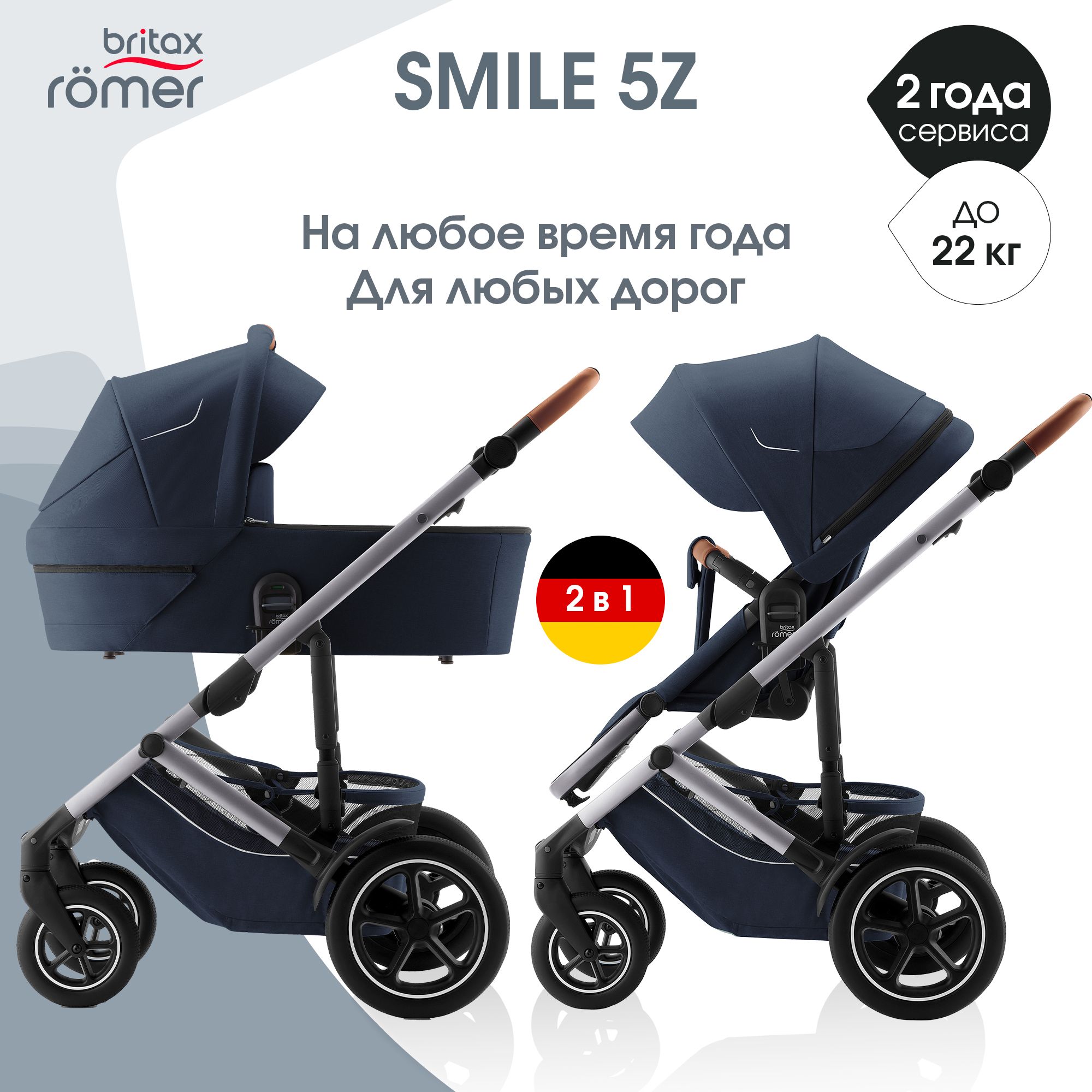 Коляска 2в1 Britax Roemer Smile 5Z night blue - фото 16