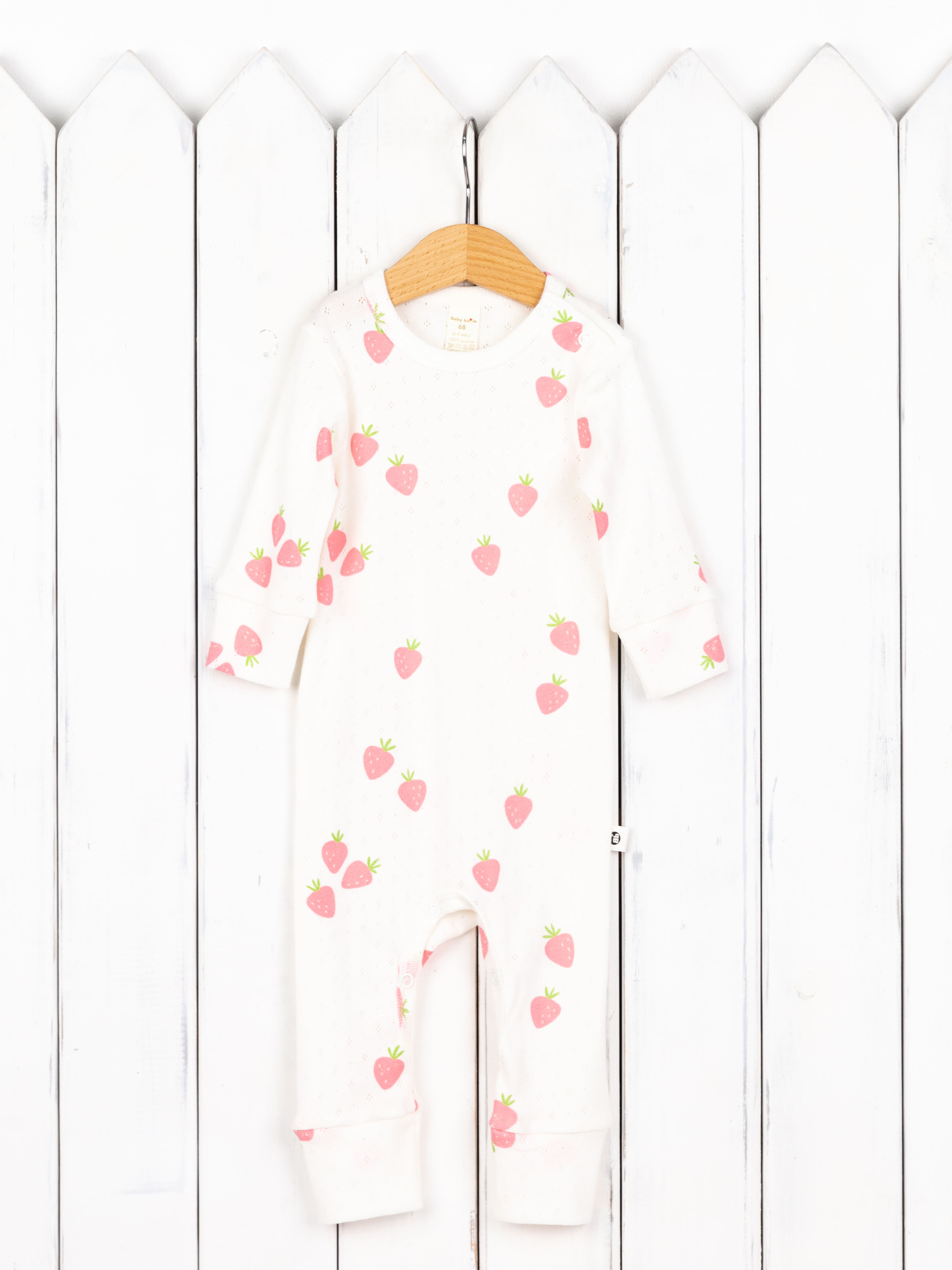 Комбинезон Baby boom К296/10-Р ажурная рибана клубнички - фото 1