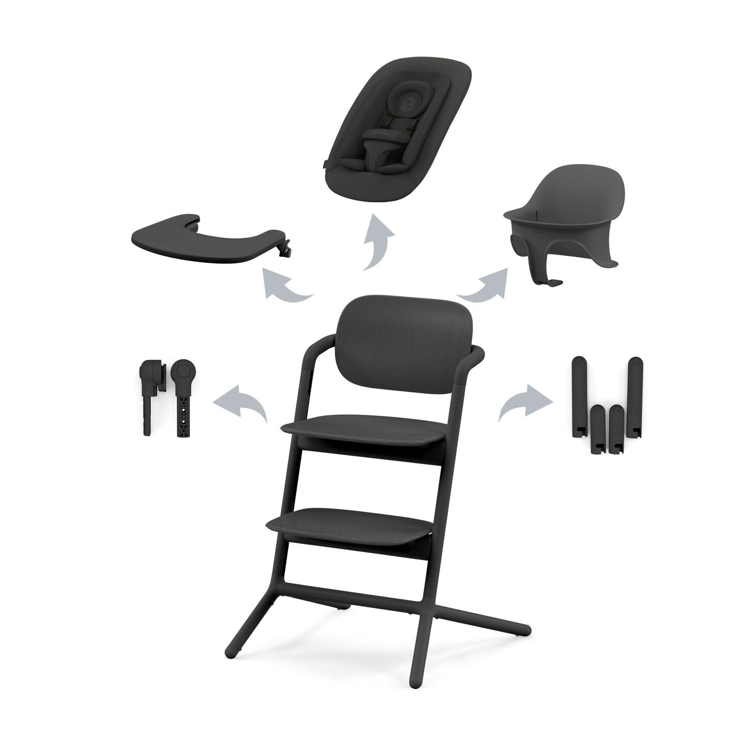 Стульчик для кормления Cybex LEMO 4-in-1 Set черный - фото 1