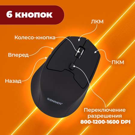 Мышь беспроводная Sonnen V33 USB 800/1200/1600 dpi оптическая